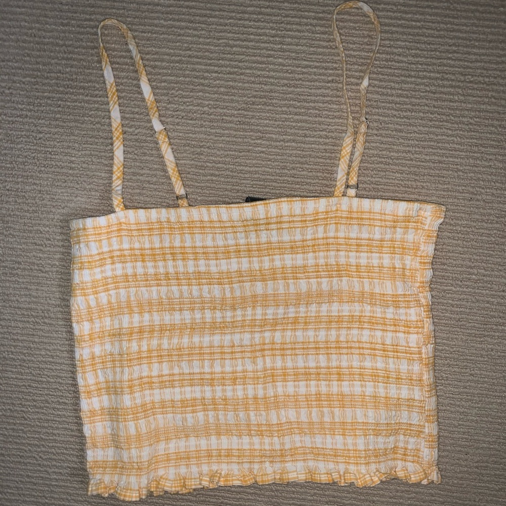 smocked gingham crop top